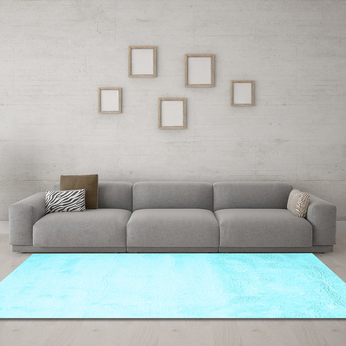 Machine Washable Solid Light Blue Modern Rug in a Living Room, wshcon651lblu