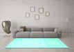 Machine Washable Solid Turquoise Modern Area Rugs in a Living Room,, wshcon651turq