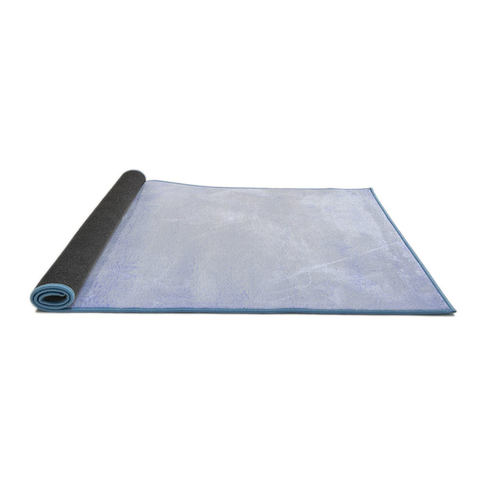 Sideview of Solid Blue Modern Rug, con651blu