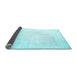 Sideview of Solid Light Blue Modern Rug, con651lblu