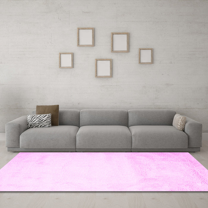Machine Washable Solid Pink Modern Rug in a Living Room, wshcon651pnk