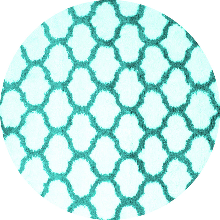 Round Machine Washable Terrilis Turquoise Contemporary Area Rugs, wshcon652turq
