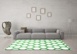 Machine Washable Terrilis Emerald Green Contemporary Area Rugs in a Living Room,, wshcon652emgrn