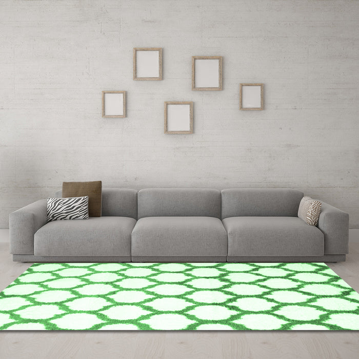 Machine Washable Terrilis Emerald Green Contemporary Area Rugs in a Living Room,, wshcon652emgrn
