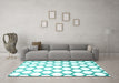 Machine Washable Terrilis Turquoise Contemporary Area Rugs in a Living Room,, wshcon652turq