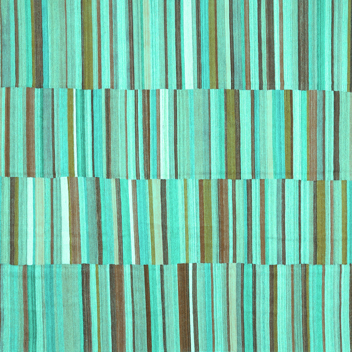 Square Machine Washable Southwestern Turquoise Country Area Rugs, wshcon653turq