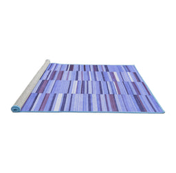 Sideview of Machine Washable Southwestern Blue Country Rug, wshcon653blu