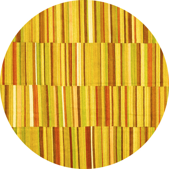 Round Southwestern Yellow Country Rug, con653yw