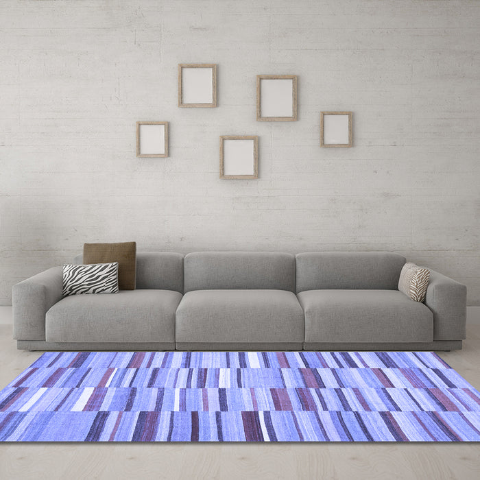 Machine Washable Southwestern Blue Country Rug in a Living Room, wshcon653blu