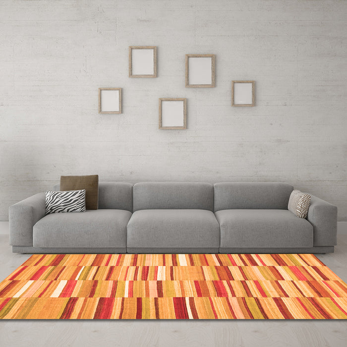 Machine Washable Southwestern Orange Country Area Rugs in a Living Room, wshcon653org