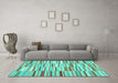 Machine Washable Southwestern Turquoise Country Area Rugs in a Living Room,, wshcon653turq