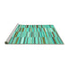 Sideview of Machine Washable Southwestern Turquoise Country Area Rugs, wshcon653turq