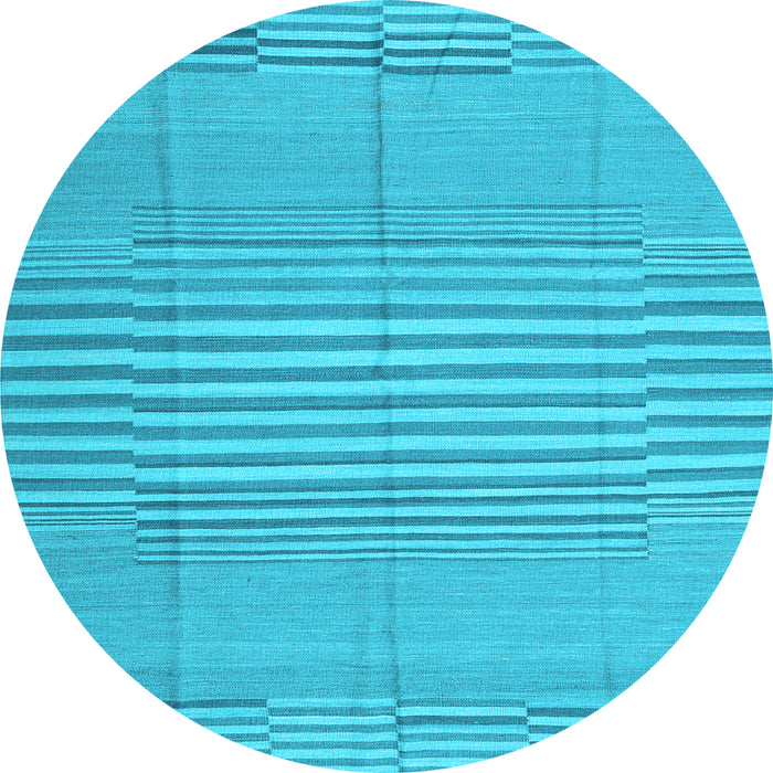 Round Abstract Light Blue Contemporary Rug, con654lblu