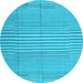 Round Abstract Light Blue Contemporary Rug, con654lblu