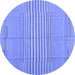 Round Abstract Blue Contemporary Rug, con654blu