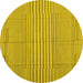 Round Machine Washable Abstract Yellow Contemporary Rug, wshcon654yw