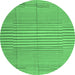 Round Abstract Emerald Green Contemporary Rug, con654emgrn