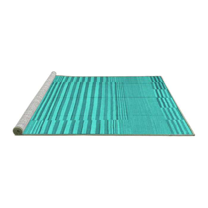 Sideview of Machine Washable Abstract Turquoise Contemporary Area Rugs, wshcon654turq