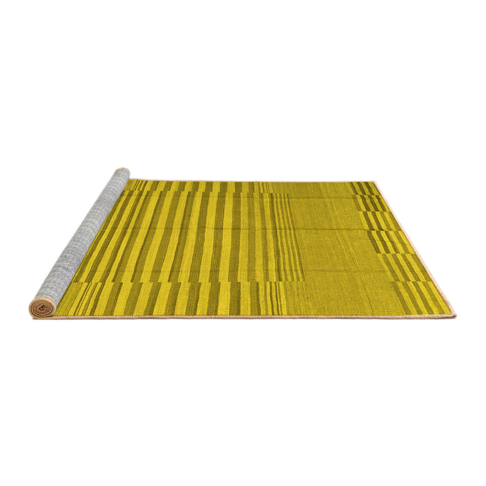 Sideview of Machine Washable Abstract Yellow Contemporary Rug, wshcon654yw