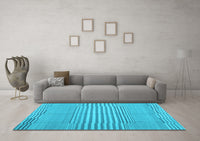 Machine Washable Abstract Light Blue Contemporary Rug, wshcon654lblu