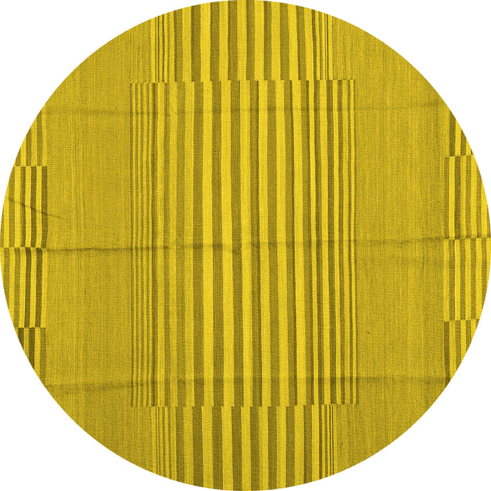 Round Abstract Yellow Contemporary Rug, con654yw