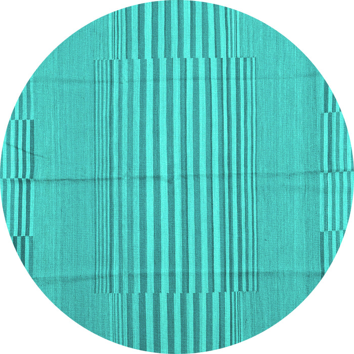 Round Abstract Turquoise Contemporary Rug, con654turq
