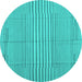 Round Abstract Turquoise Contemporary Rug, con654turq