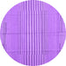 Round Machine Washable Abstract Purple Contemporary Area Rugs, wshcon654pur