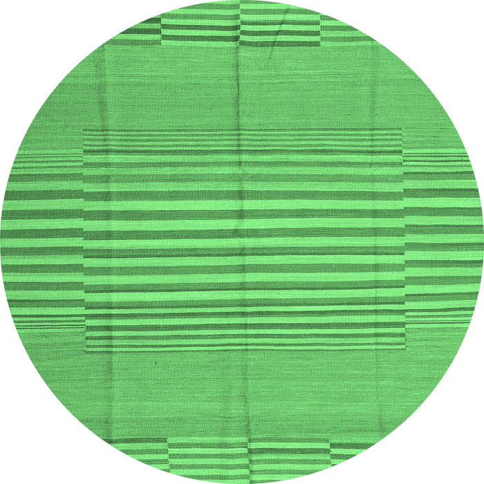 Round Machine Washable Abstract Emerald Green Contemporary Area Rugs, wshcon654emgrn