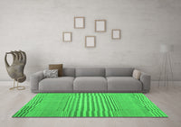 Machine Washable Abstract Green Contemporary Rug, wshcon654grn