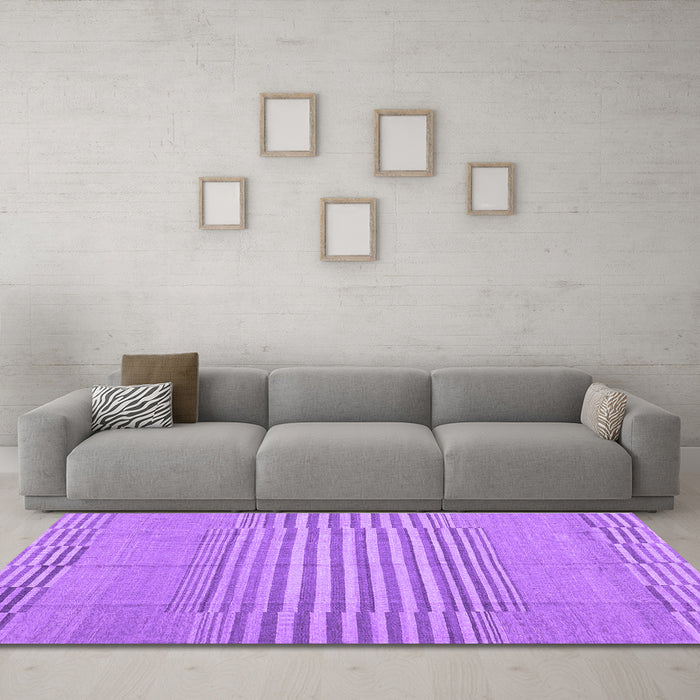 Machine Washable Abstract Purple Contemporary Area Rugs in a Living Room, wshcon654pur
