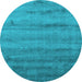 Round Abstract Light Blue Contemporary Rug, con655lblu