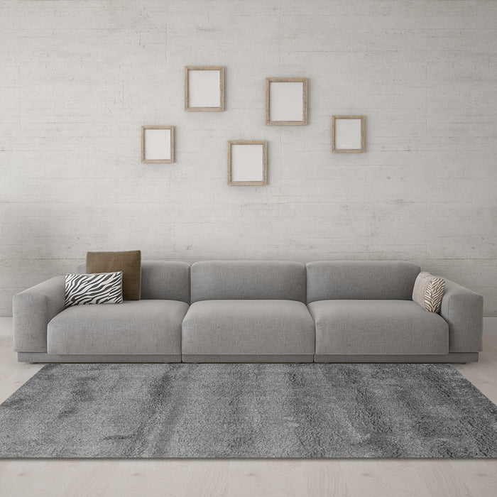 Machine Washable Abstract Gray Contemporary Rug in a Living Room,, wshcon655gry