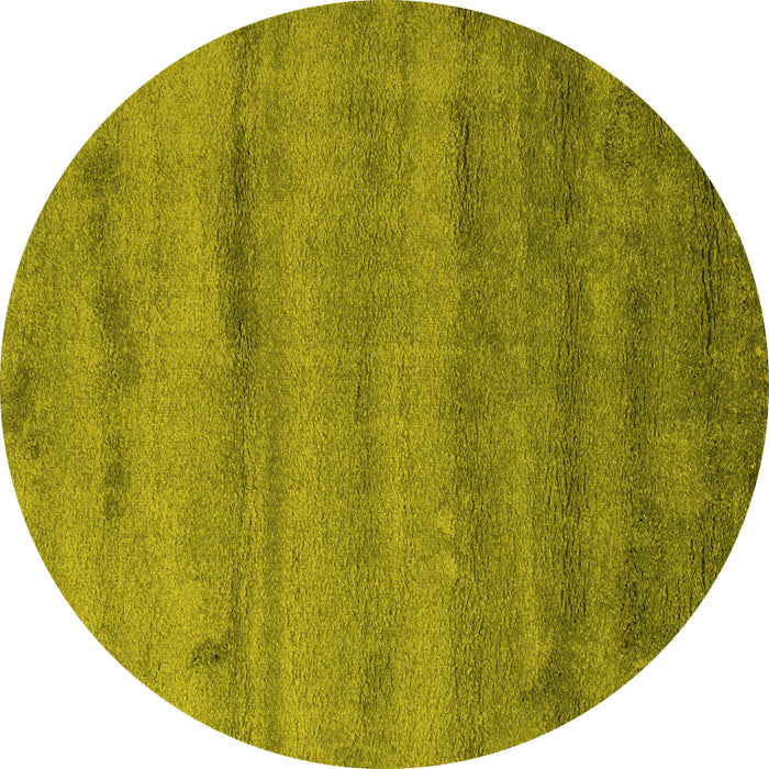 Round Machine Washable Abstract Yellow Contemporary Rug, wshcon655yw