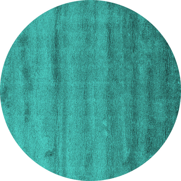Round Abstract Turquoise Contemporary Rug, con655turq