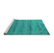 Sideview of Machine Washable Abstract Turquoise Contemporary Area Rugs, wshcon655turq