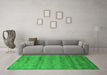 Machine Washable Abstract Green Contemporary Area Rugs in a Living Room,, wshcon655grn