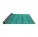 Sideview of Abstract Turquoise Contemporary Rug, con655turq