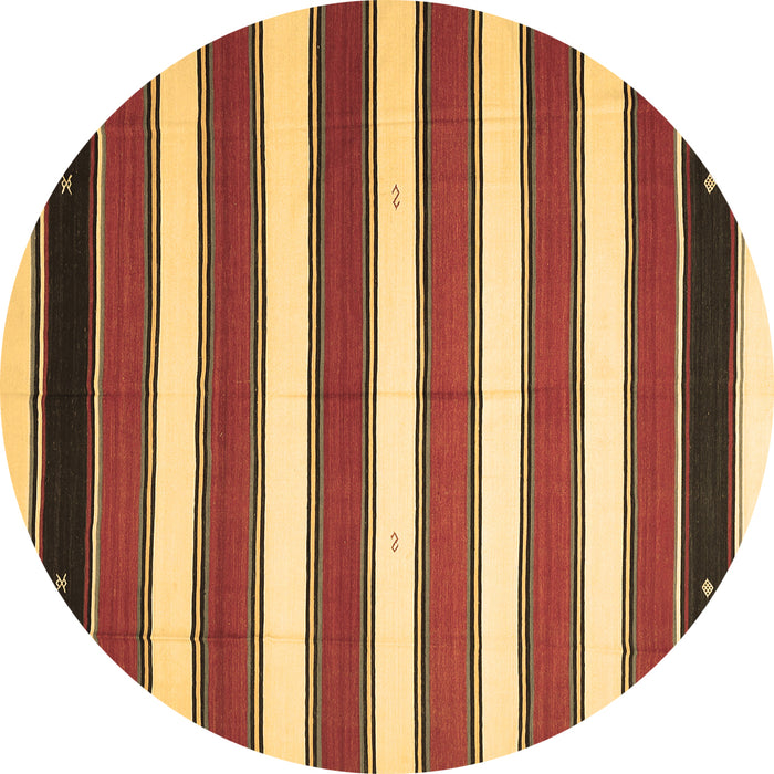 Round Oriental Brown Traditional Rug, con656brn