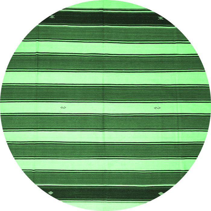 Round Machine Washable Oriental Emerald Green Traditional Area Rugs, wshcon656emgrn