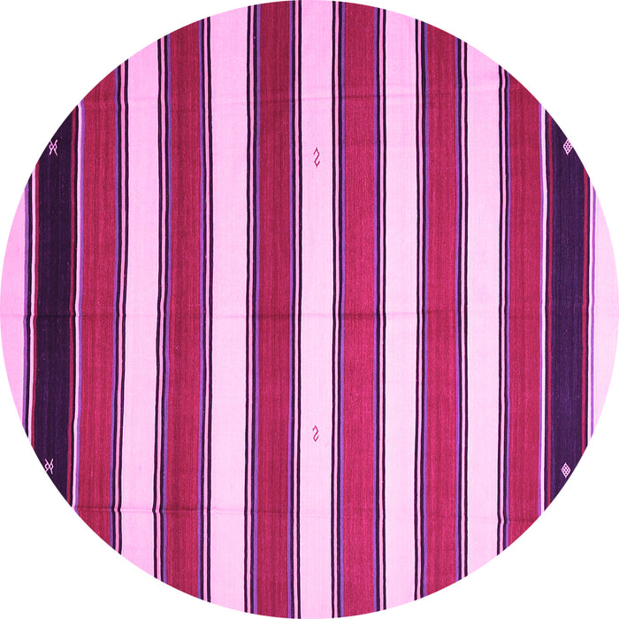 Round Machine Washable Oriental Pink Traditional Rug, wshcon656pnk