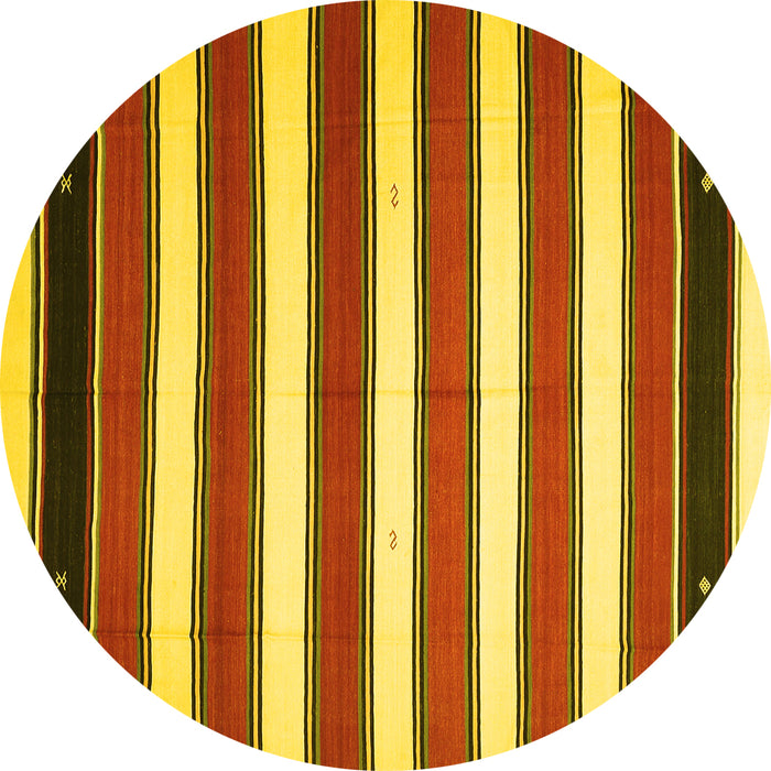 Round Oriental Yellow Traditional Rug, con656yw