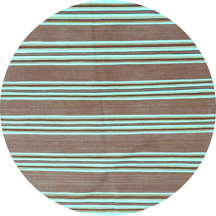 Round Machine Washable Oriental Light Blue Traditional Rug, wshcon657lblu