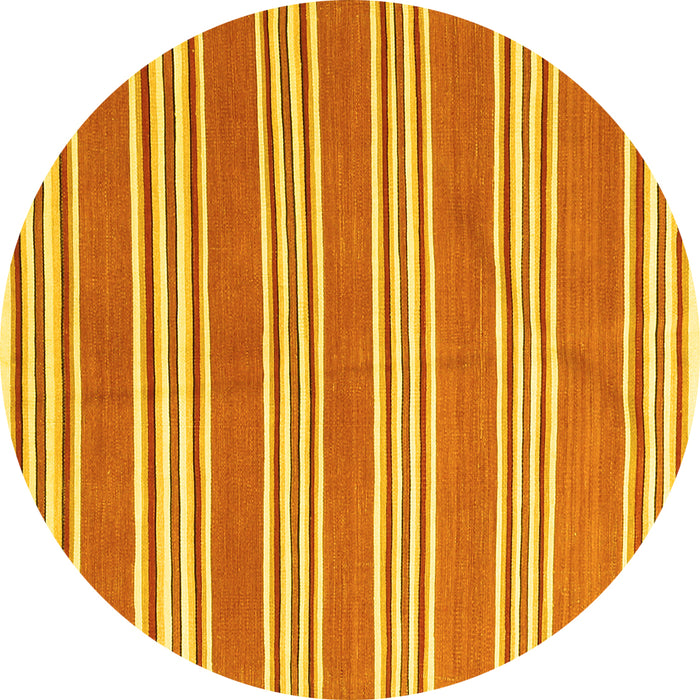 Round Machine Washable Oriental Yellow Traditional Rug, wshcon657yw