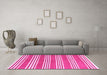 Machine Washable Oriental Pink Traditional Rug in a Living Room, wshcon657pnk