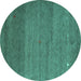 Round Abstract Turquoise Contemporary Rug, con658turq