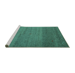 Sideview of Machine Washable Abstract Turquoise Contemporary Area Rugs, wshcon658turq