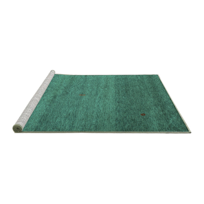 Sideview of Machine Washable Abstract Turquoise Contemporary Area Rugs, wshcon658turq
