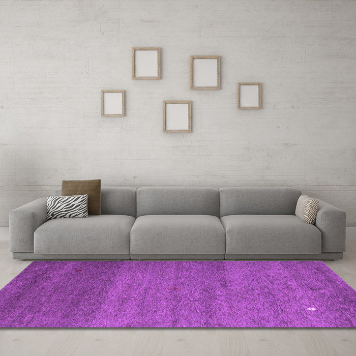Machine Washable Abstract Purple Contemporary Area Rugs in a Living Room, wshcon658pur
