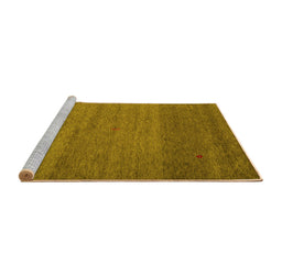 Sideview of Machine Washable Abstract Yellow Contemporary Rug, wshcon658yw